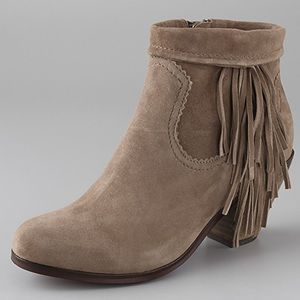 Sam Edelman Louie Fringe Booties in Tan